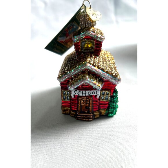 2001 Merch Family’s Old World Christmas Little Red Glass School House Ornament - Picture 11 of 15